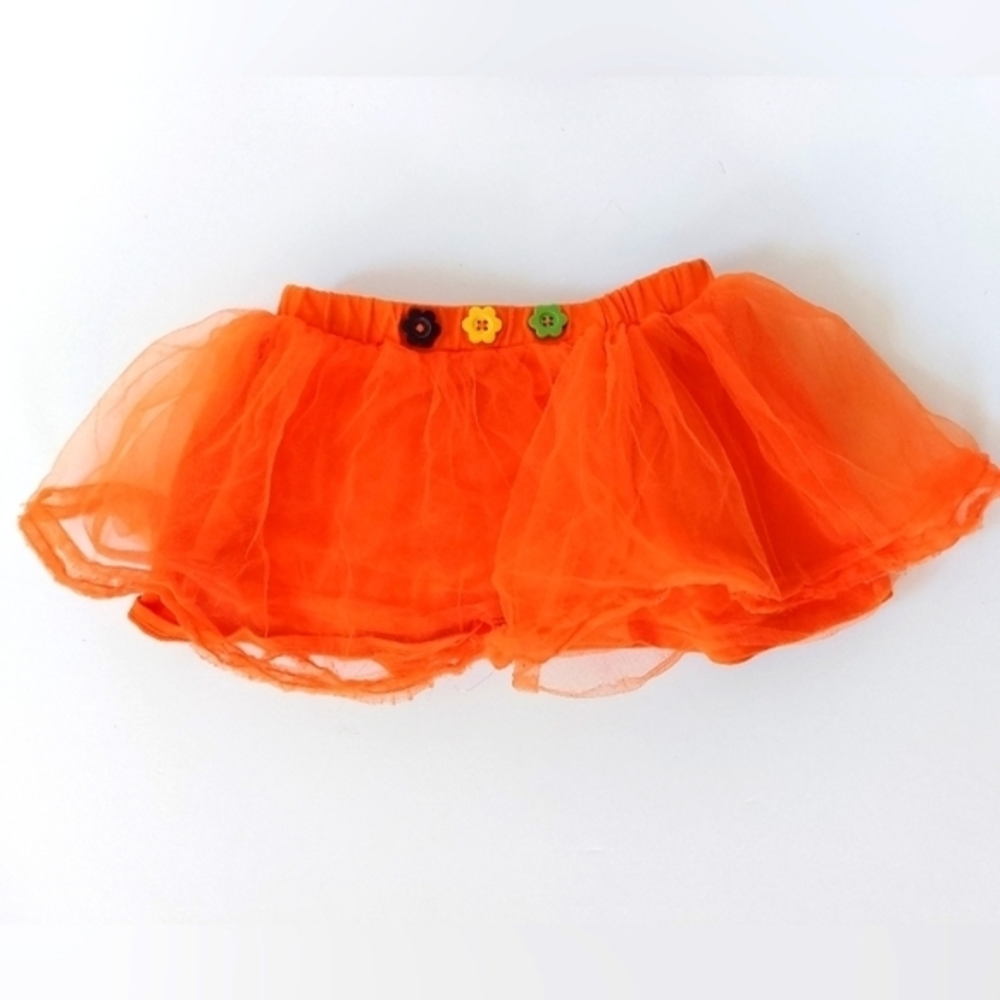 Orange gymboree tutu‎ Skirt 18-24m Flower Button Autumn Family Photos Halloween